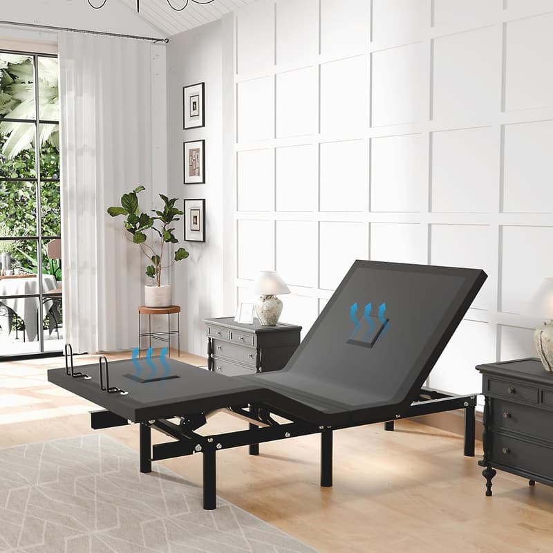 Adjustable Twin XL Massage Bed Frame with Wireless Remote and USB Port