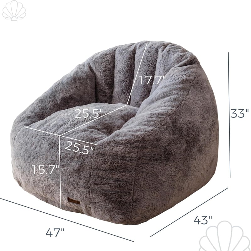 Oversized Faux Fur Bean Bag Chair for Adults and Kids