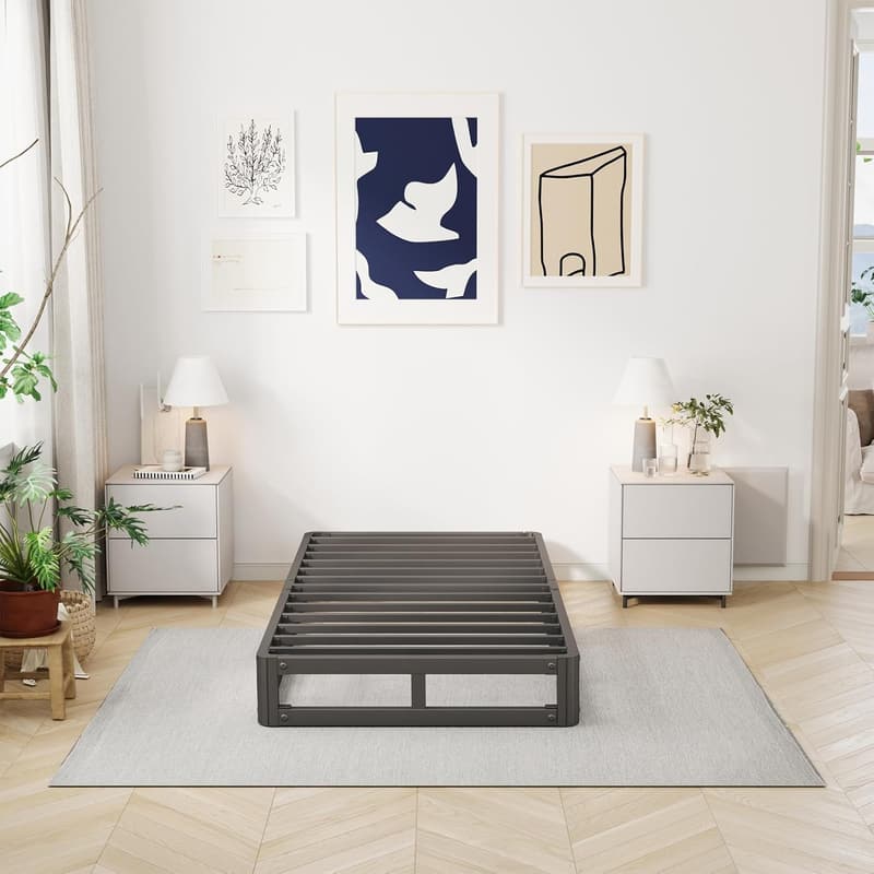 Sturdy Metal Twin Bed Frame – No Box Spring Needed, Easy Assembly