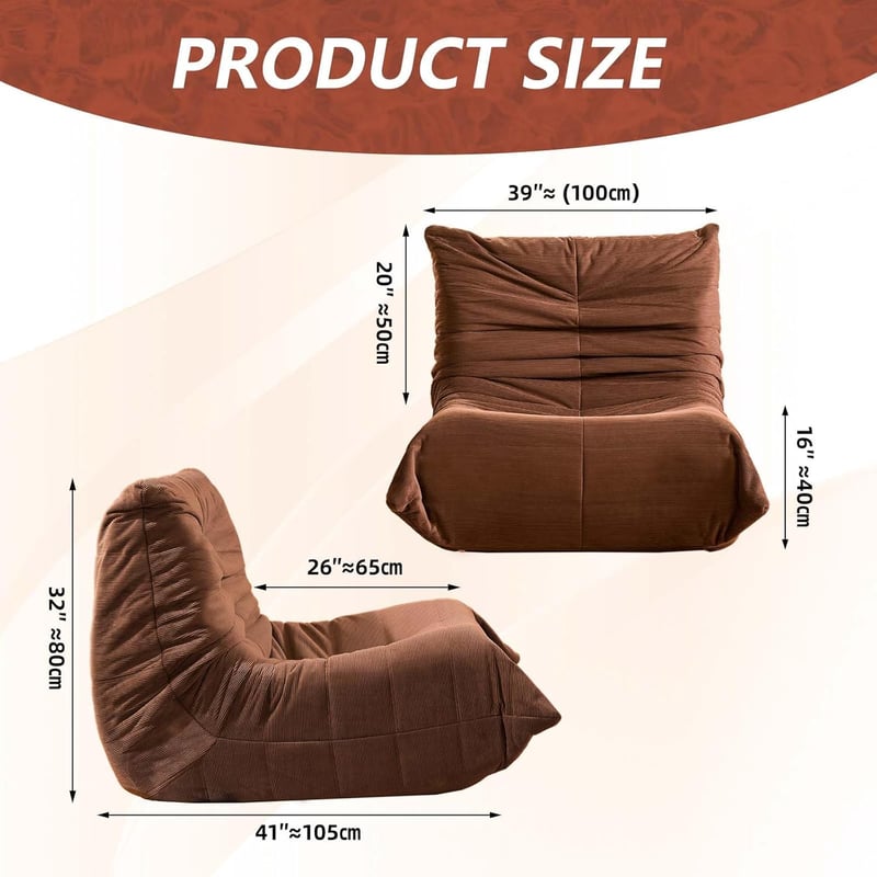 Ergonomic Memory Foam Bean Bag Chair for Living Room & Bedroom