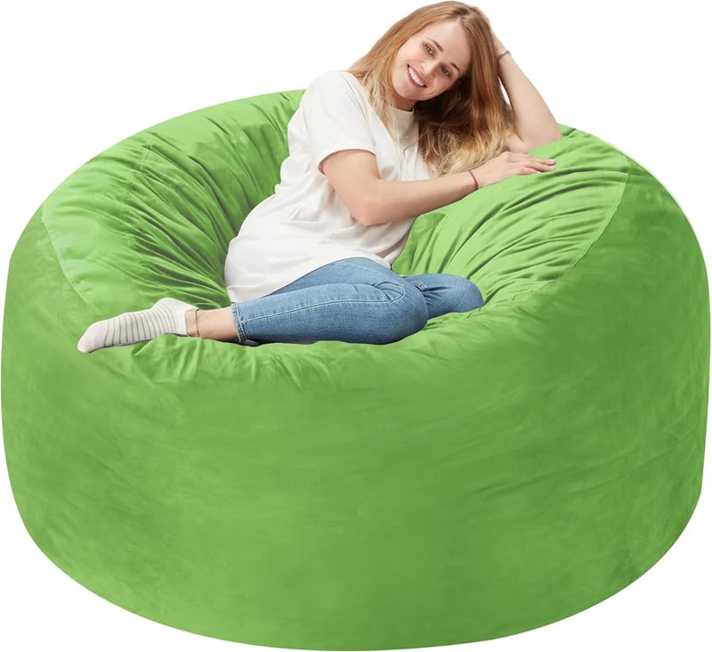Memory Foam Bean Bag Chair - Large Lime Velvet 3FT Sofa