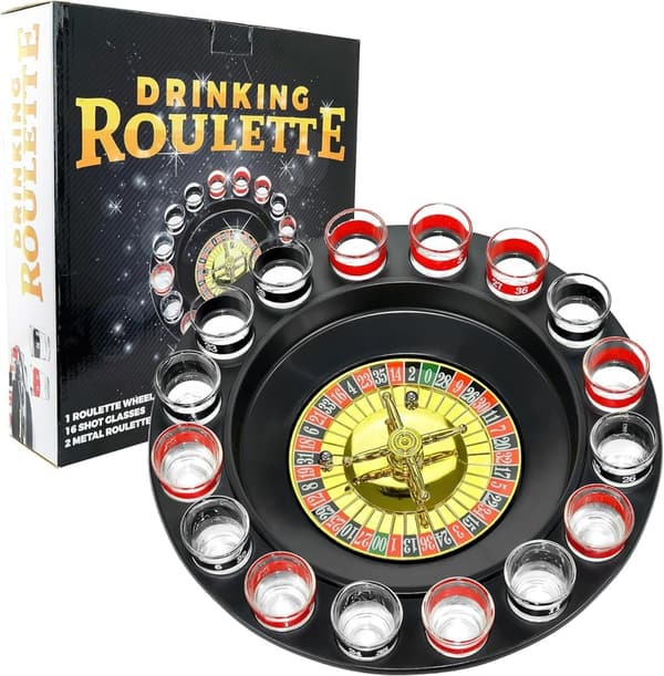 Shot Glass Roulette Game – 16-Piece Red/Black Set for Parties