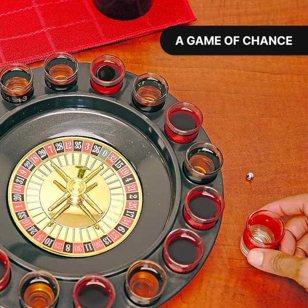 Shot Glass Roulette Game – 16-Piece Red/Black Set for Parties