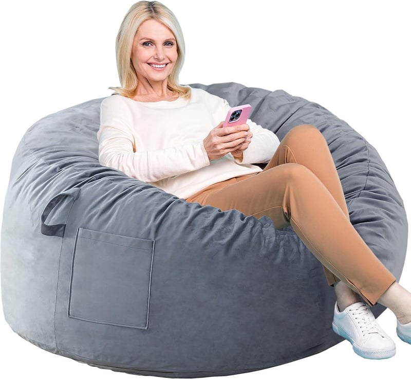 Velvet Bean Bag Chair with Memory Foam - Ideal for Living Room & Dorm