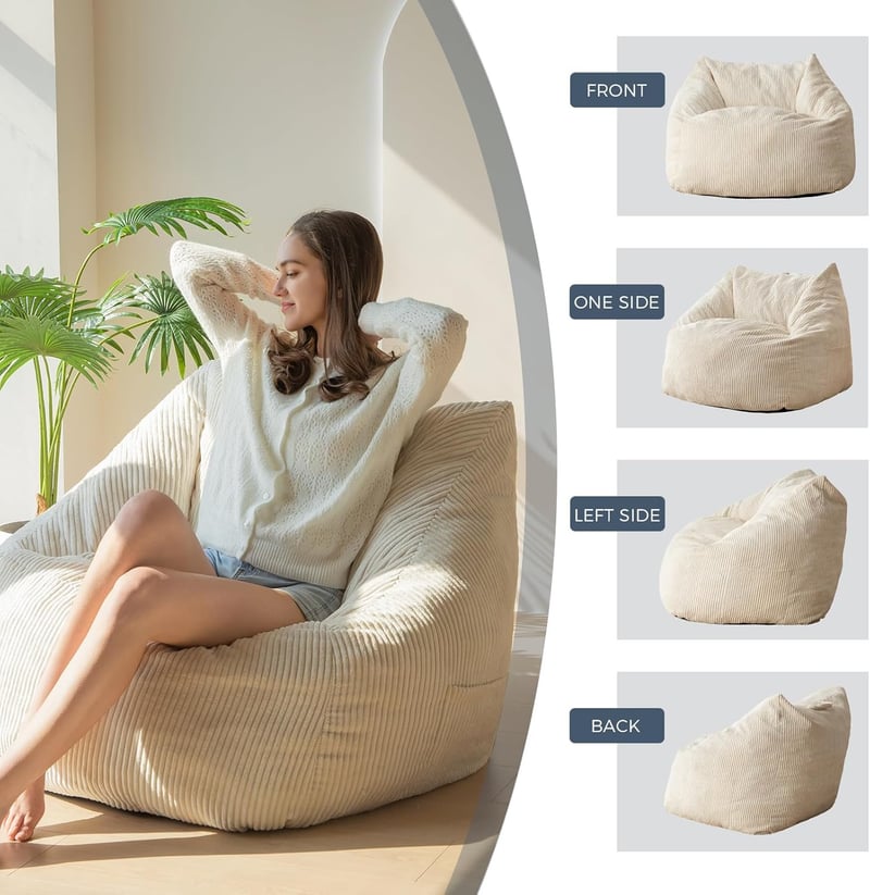 MAXYOYO Bean Bag Chair with Handle - Comfortable Floor Sofa