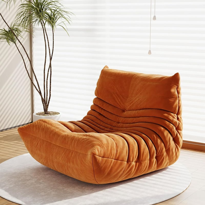 Adult Bean Bag Chair with Soft Waterproof Fabric - Dark Orange