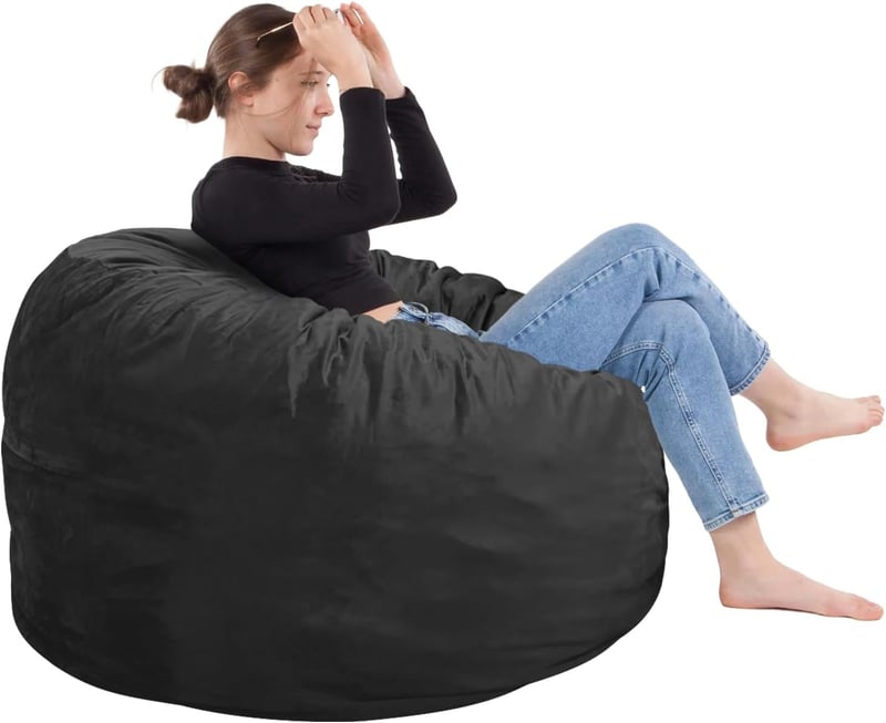 Memory Foam Bean Bag Chair for Adults and Teens - Black