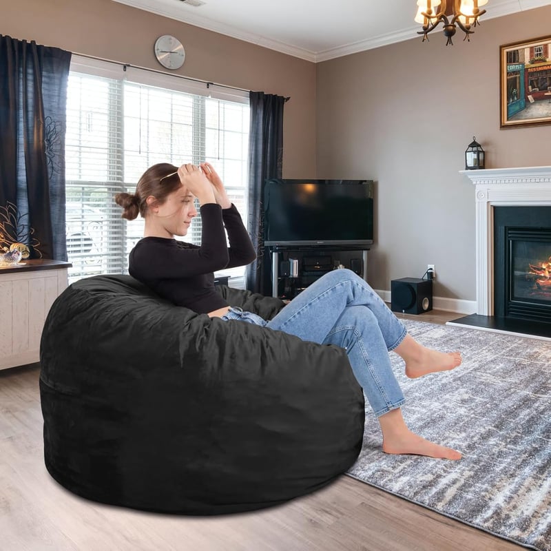 Memory Foam Bean Bag Chair for Adults and Teens - Black