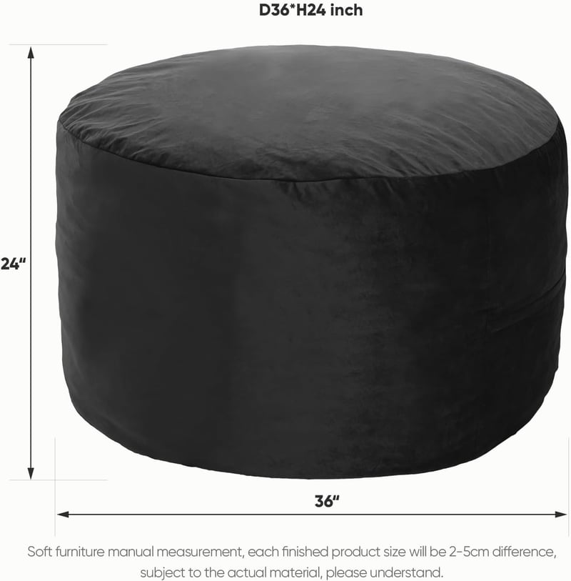 Memory Foam Bean Bag Chair for Adults and Teens - Black