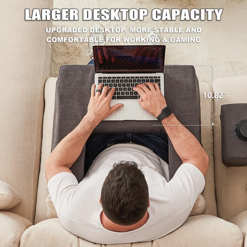 Memory Foam Lap Desk with Cup Holder for Adults - Grey