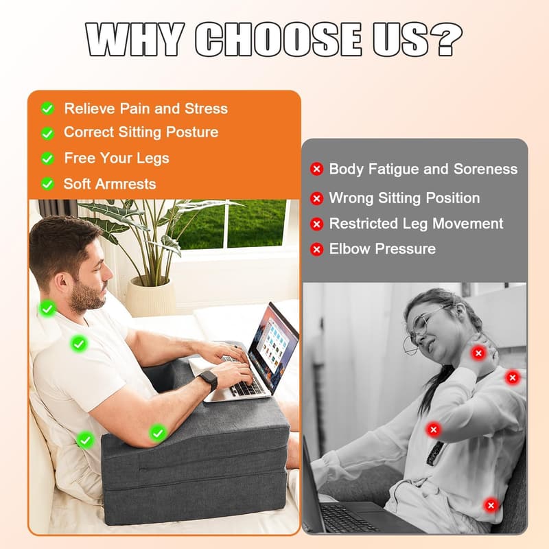 Memory Foam Lap Desk with Cup Holder for Adults - Grey