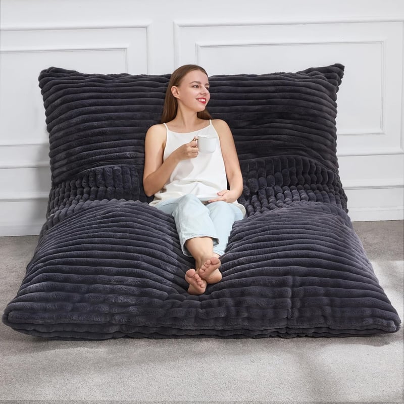 Giant Convertible Bean Bag Chair for Adults - Dark Grey