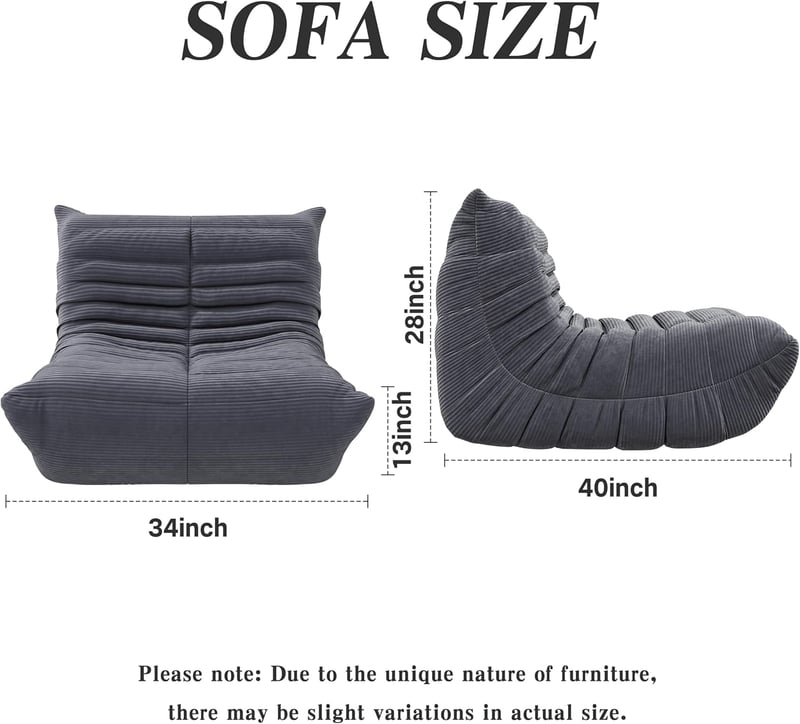 Ergonomic Memory Foam Bean Bag Chair for Living Room and Office
