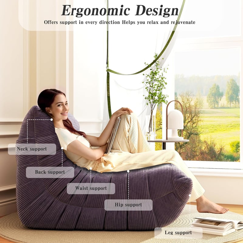 Ergonomic Memory Foam Bean Bag Chair for Living Room and Office