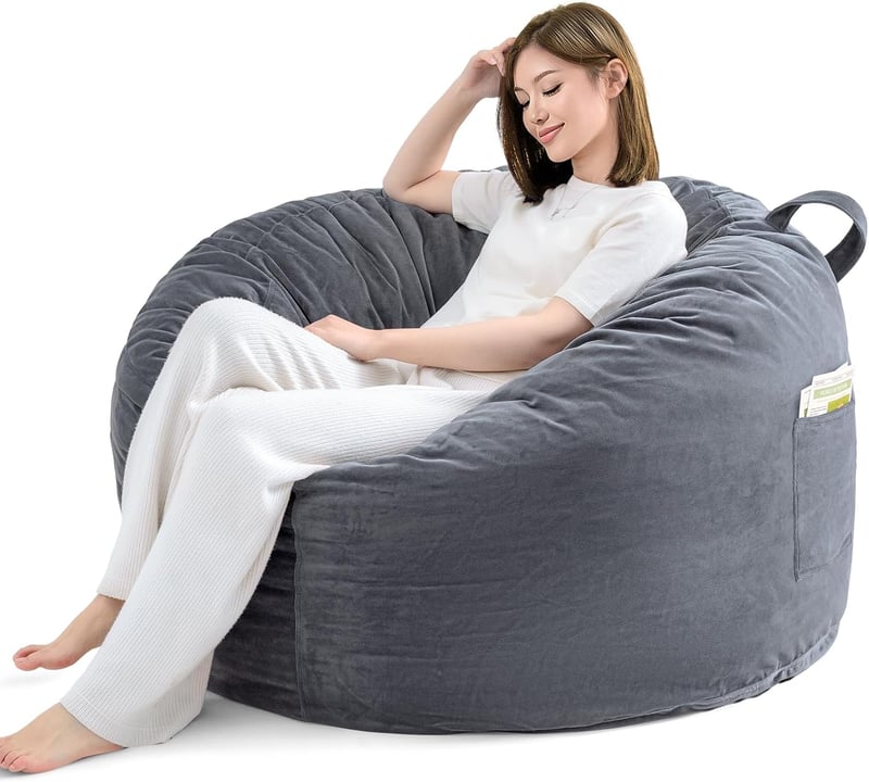 Memory Foam Bean Bag Chair for Adults - 4FT Grey