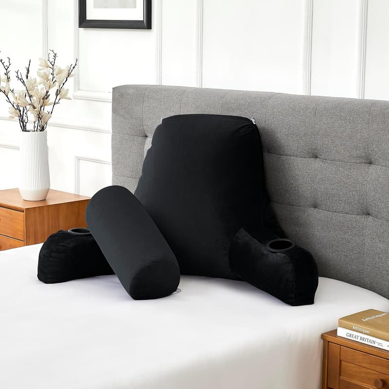 Ultimate Comfort Extra Large Reading Pillow with Cup Holders
