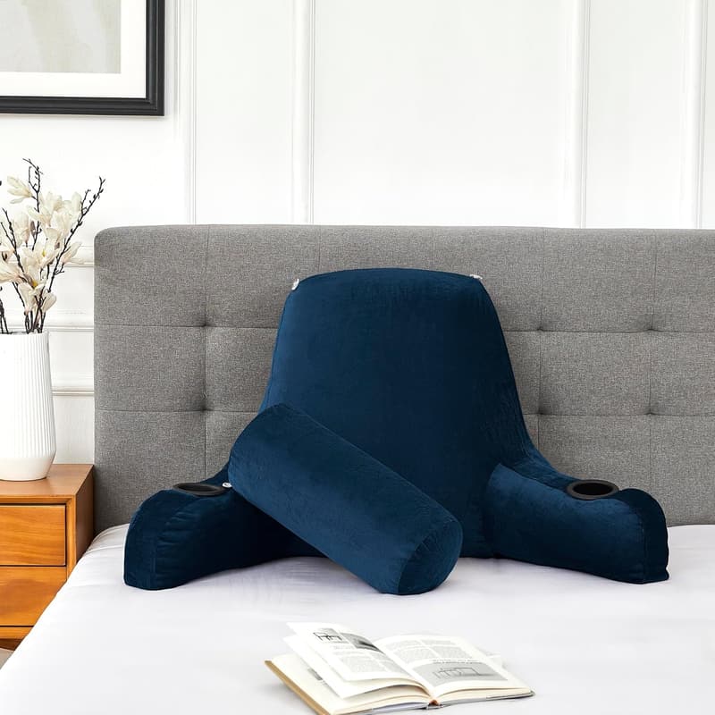 Ultimate Comfort Extra Large Reading Pillow with Cup Holders