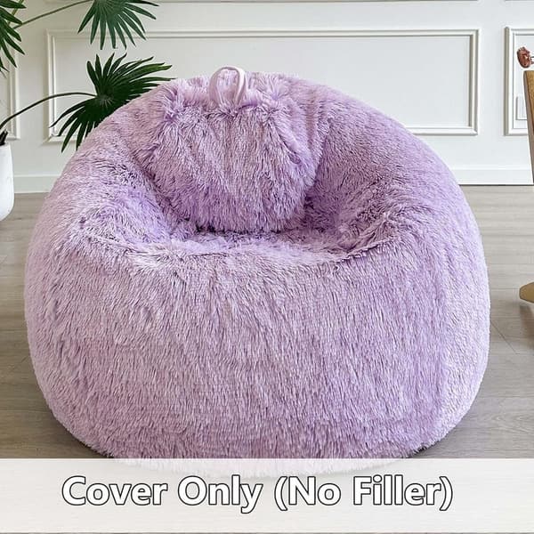 Ultra-Soft Light Purple Faux Fur Bean Bag Chair Cover