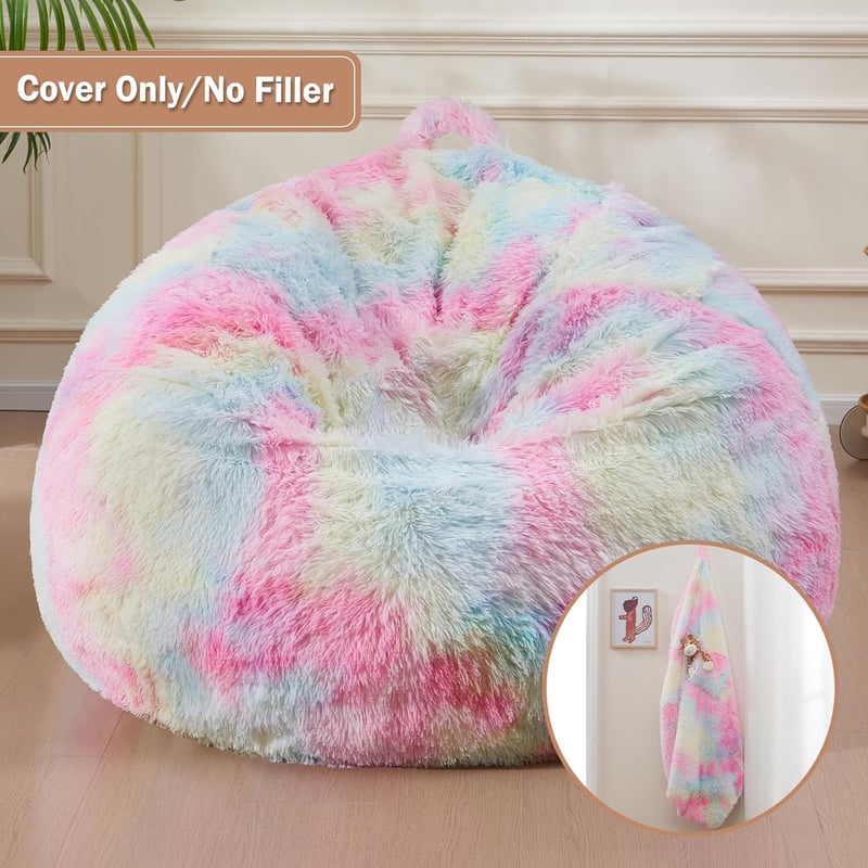 Plush Bean Bag Chair Cover for Adults & Kids - Comfy Gaming Seat