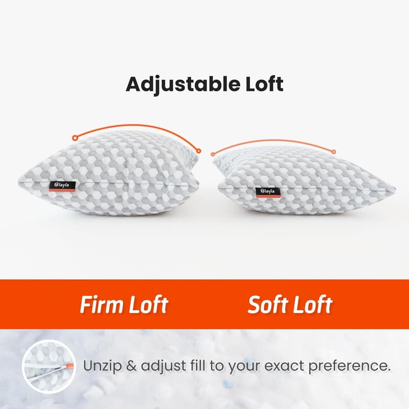 Layla Queen Kapok Pillow - Adjustable, Cooling, Luxurious Support