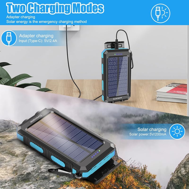 20000mAh Waterproof Solar Charger for Camping and Outdoors