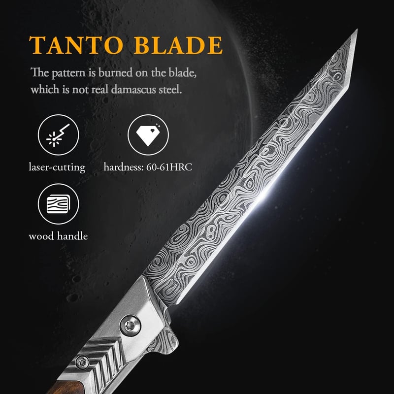 Slim Folding Pocket Knife with Tanto Blade for Men