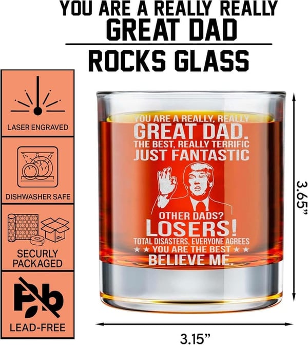 Father's Day 10oz Whiskey Rock Glass Gift from Kids