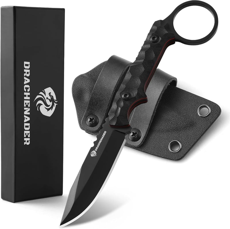 EDC Fixed Blade Neck Knife with Kydex Sheath, Stainless Steel