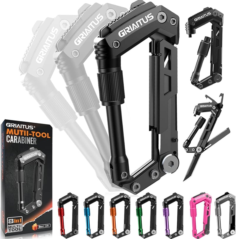 8-in-1 Carabiner Multitool for Camping and Climbing