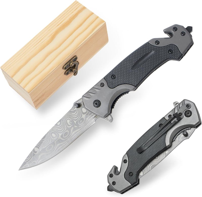Tactical 3-in-1 Folding Pocket Knife for Men, EDC Utility