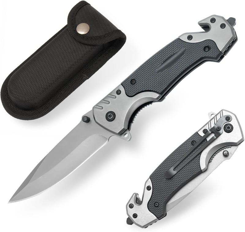 Tactical Folding Pocket Knife for Men, 3-in-1 Multitool
