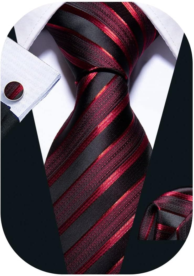 Classic Woven Necktie Set with Handkerchief & Cufflinks for Men