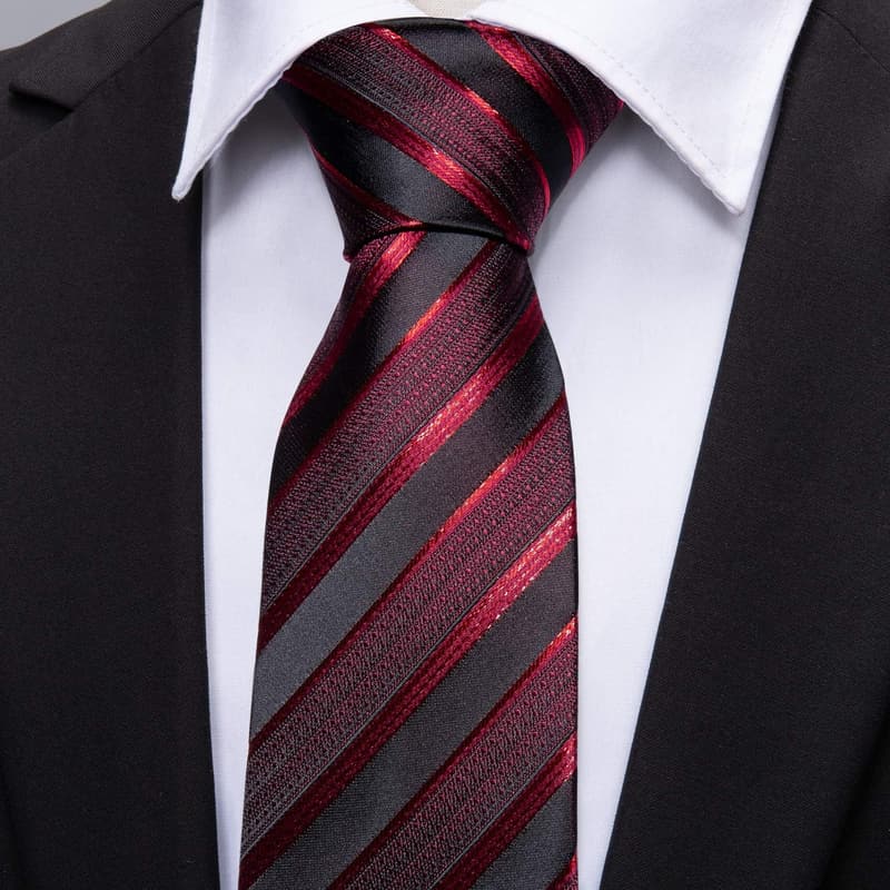 Classic Woven Necktie Set with Handkerchief & Cufflinks for Men