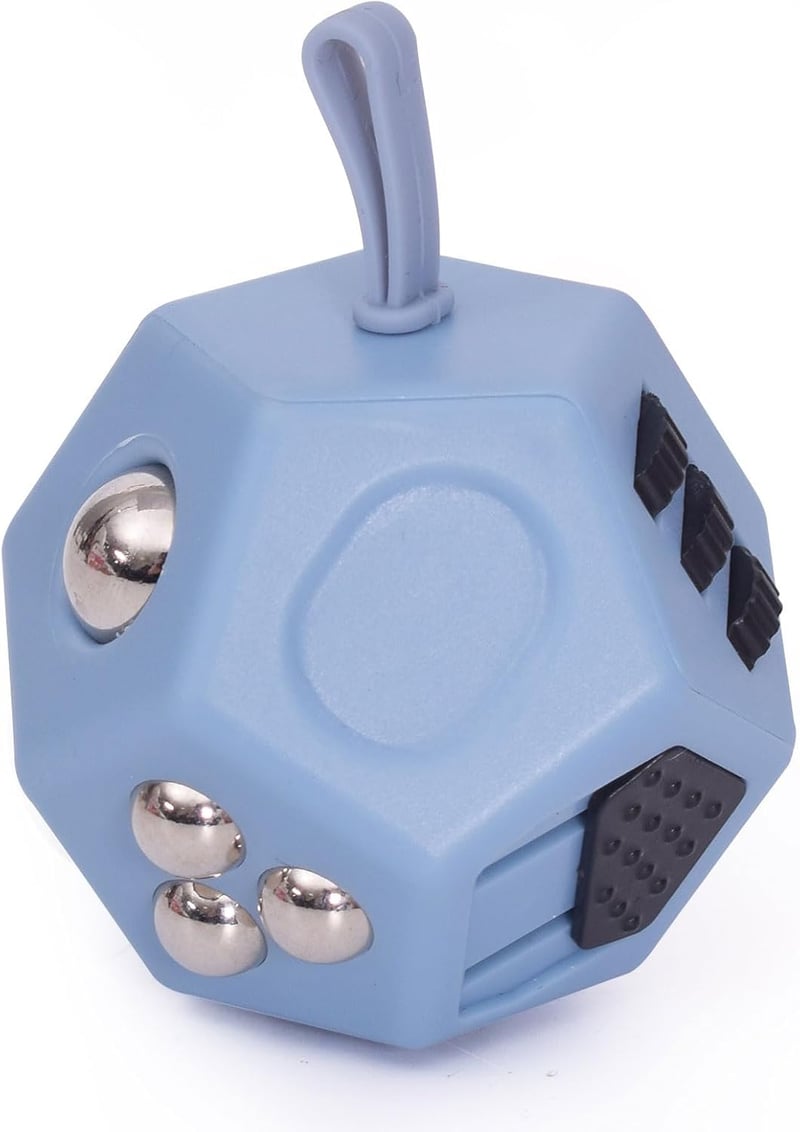 12-Sided Stress Relief Fidget Cube for Kids and Adults (Grey)