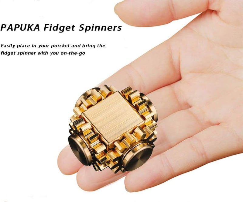 Brass Cube Gears Fidget Spinner for Anxiety Relief & Focus