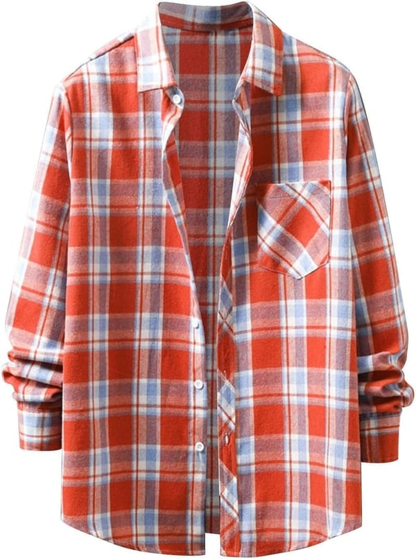 Men's Casual Vintage Plaid Flannel Shirt for Fall