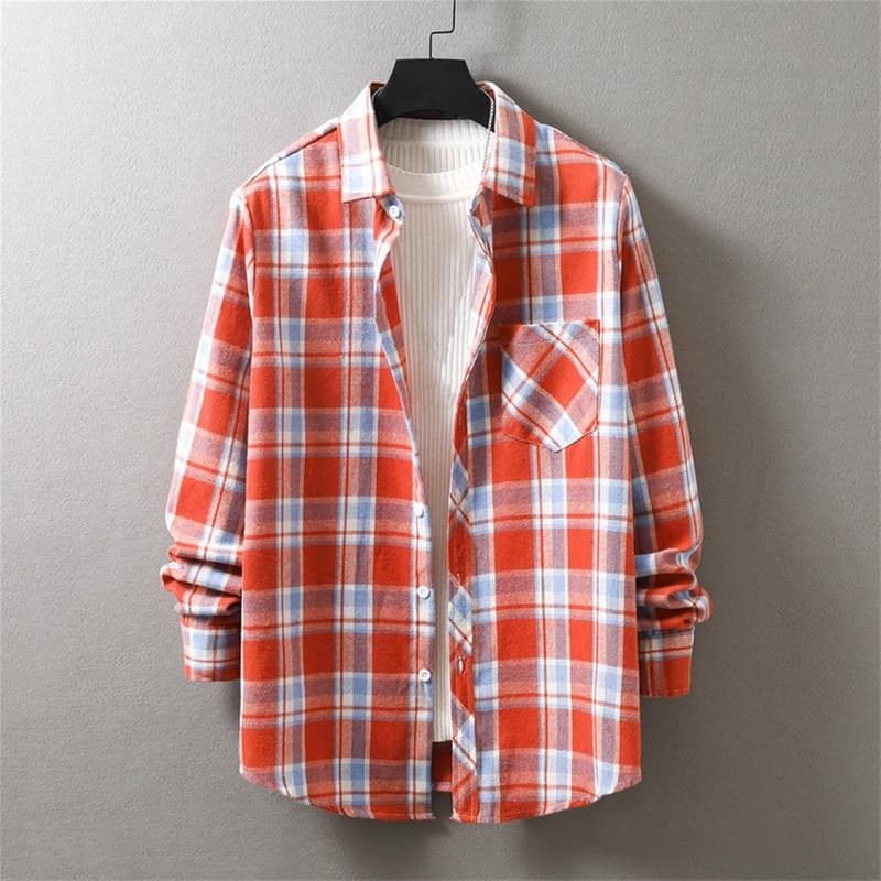 Men's Casual Vintage Plaid Flannel Shirt for Fall