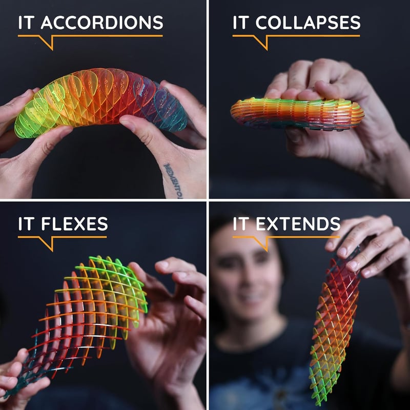 Rainbow Fidget Worm Toy - Interactive Sensory Desk Fidget for All Ages