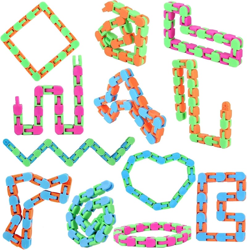 Wacky Tracks Snap Fidget Toys for Sensory Relief - 12 Pack