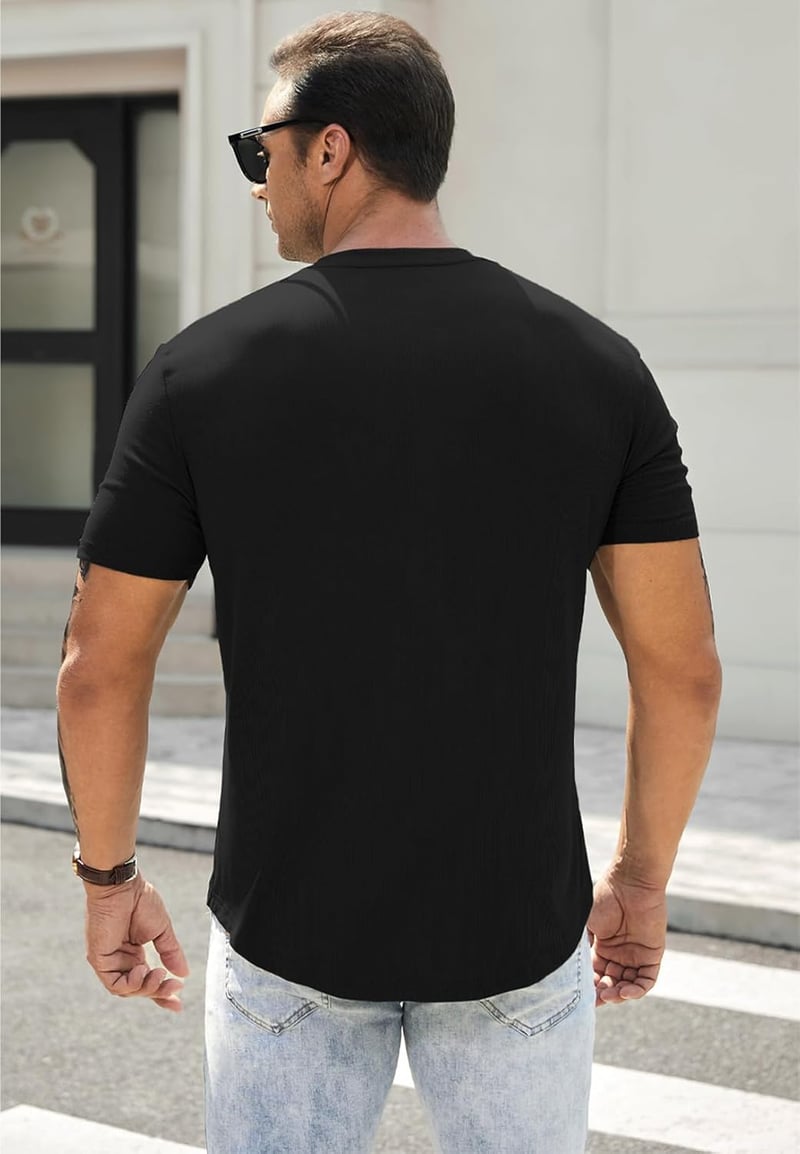 Men's Muscle Slim Fit Henley T-Shirt for Gym Workouts