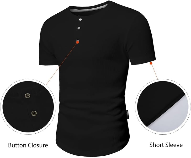 Men's Muscle Slim Fit Henley T-Shirt for Gym Workouts