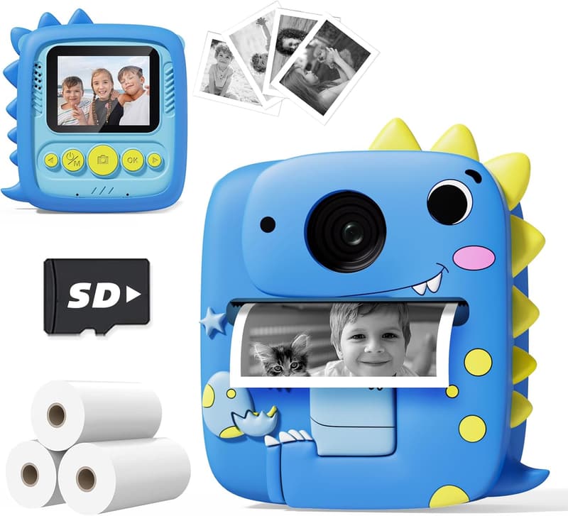 Kids Instant Print Camera for Ages 3-8 - 1080P Portable Toy