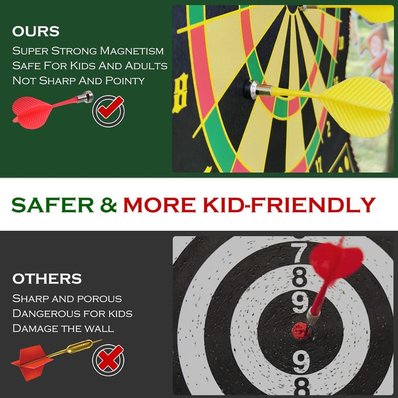 Magnetic Dart Board Set for Kids - Double-Sided Indoor Game