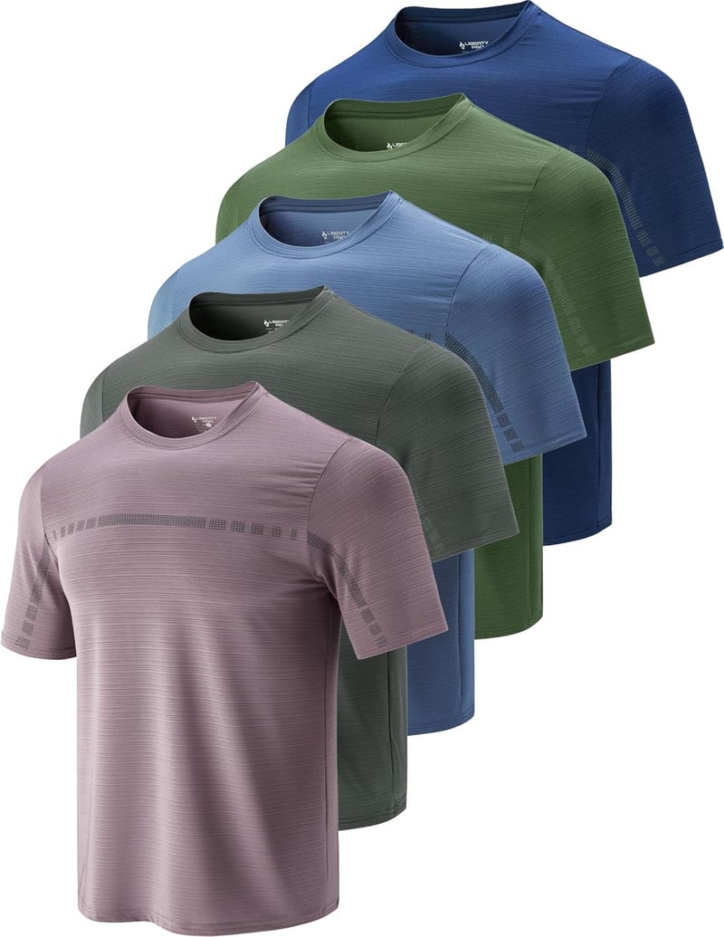 Men's Quick Dry Active Crew Neck T-Shirts - 5 Pack