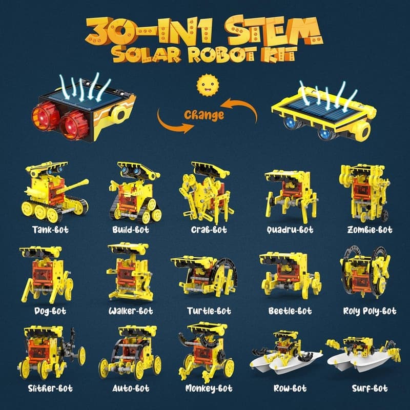 Educational 30-in-1 STEM Solar Robot Kit for Kids 8-12