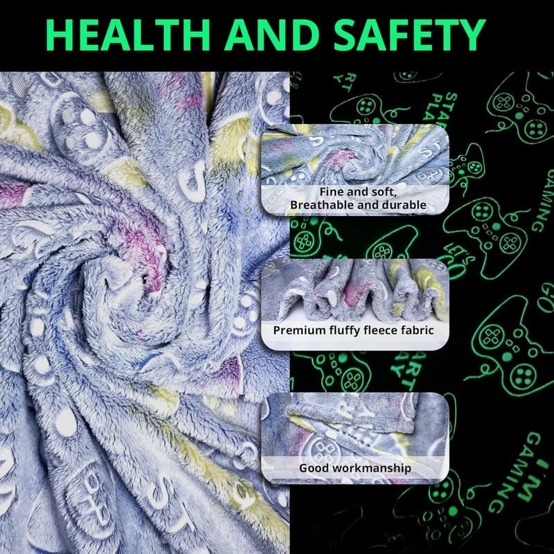 Gaming Glow-in-the-Dark Blanket for Boys, 60