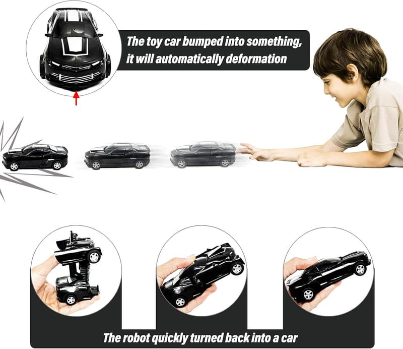 Transforming Friction-Powered Toy Cars for Kids Age 3-8