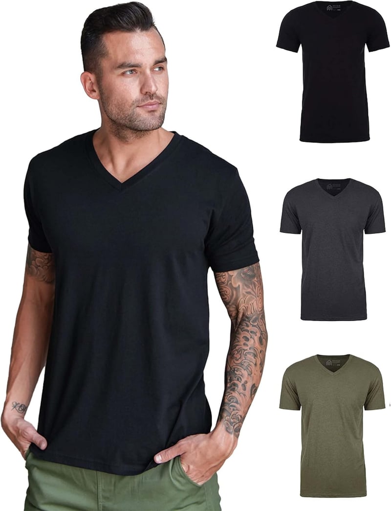 Men's Modern Fitted V-Neck T-Shirts - Premium Quality, S-2XL