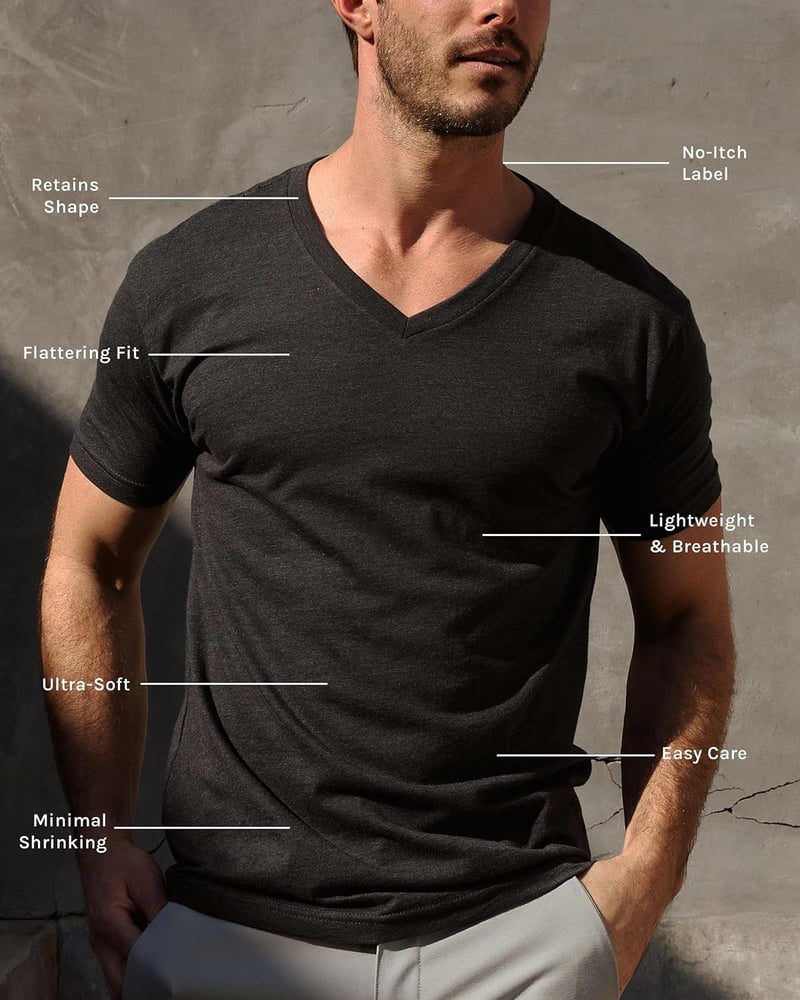 Men's Modern Fitted V-Neck T-Shirts - Premium Quality, S-2XL