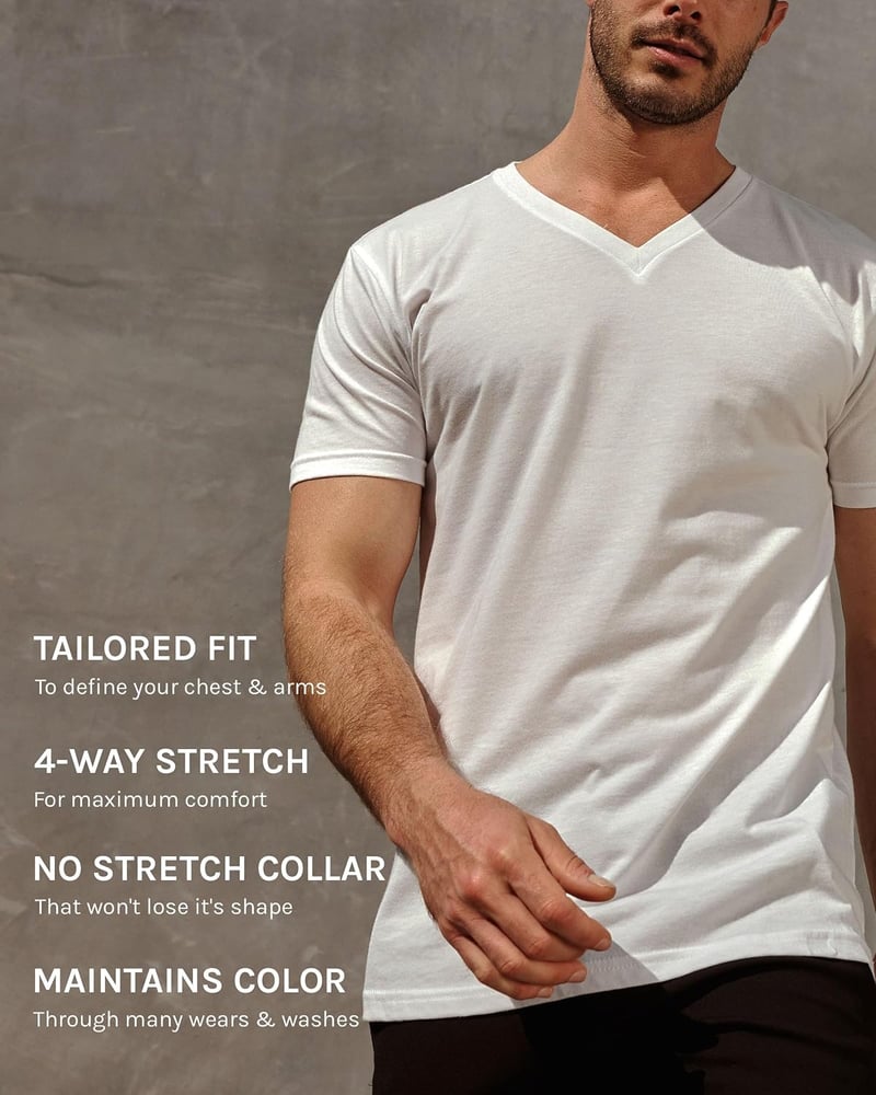 Men's Modern Fitted V-Neck T-Shirts - Premium Quality, S-2XL